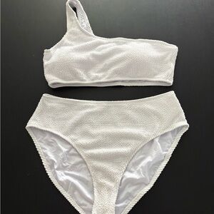 White One-Shoulder Bikini Set Women’s L NWOT